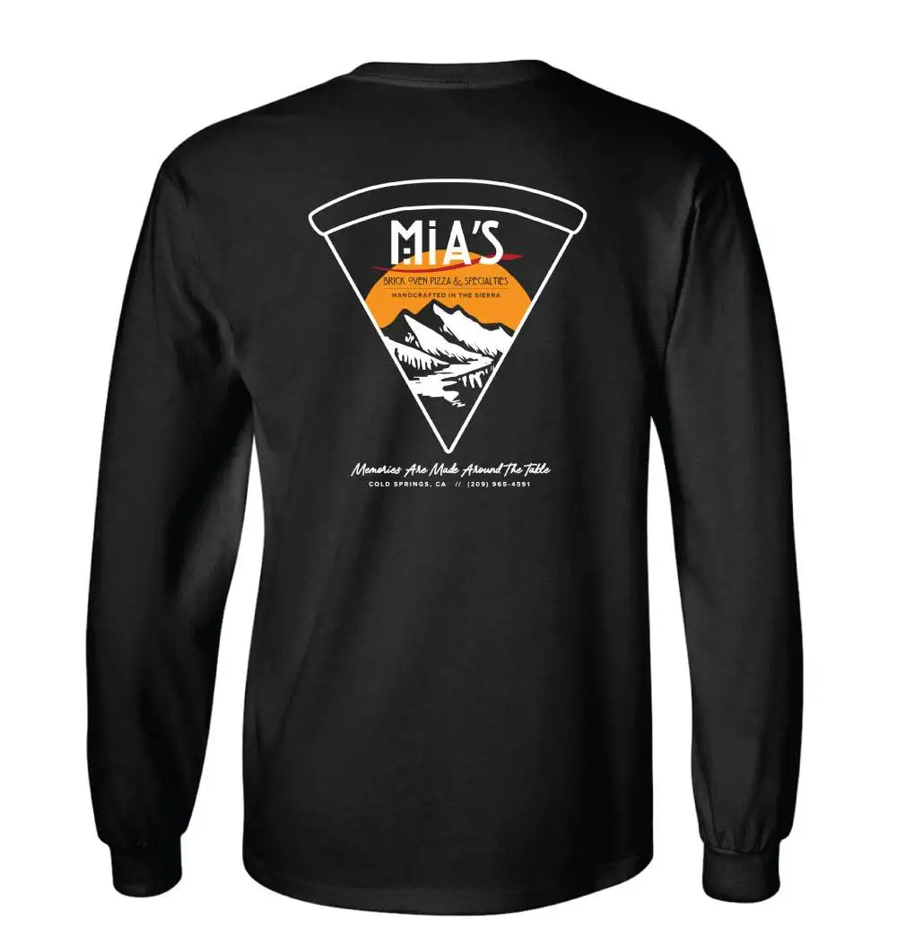 Mia's Brick Oven Pizza - Mountain Slice T-Shirt - Long Sleeve - Black - Back