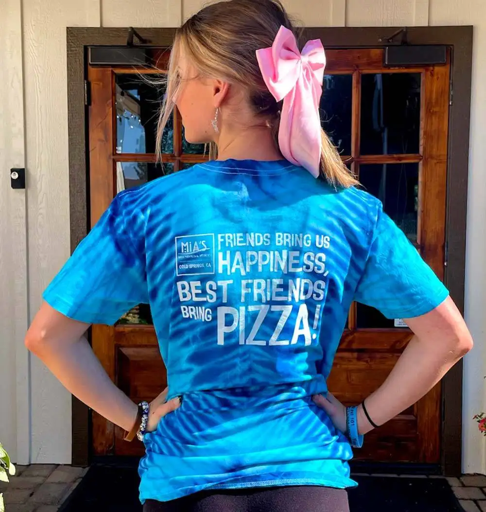 Mia's Brick Oven Pizza - Tie Dye Friends T-Shirt - Short Sleeve - Back